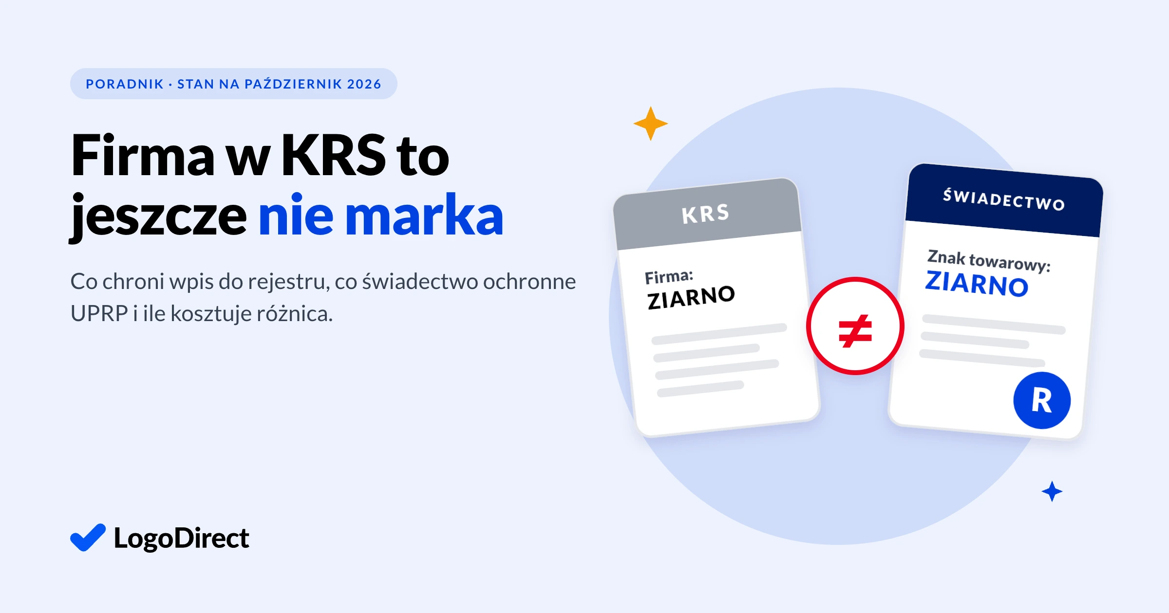 Okładka: wypis z KRS i świadectwo ochronne znaku ZIARNO z symbolem R, między nimi przekreślony znak równości